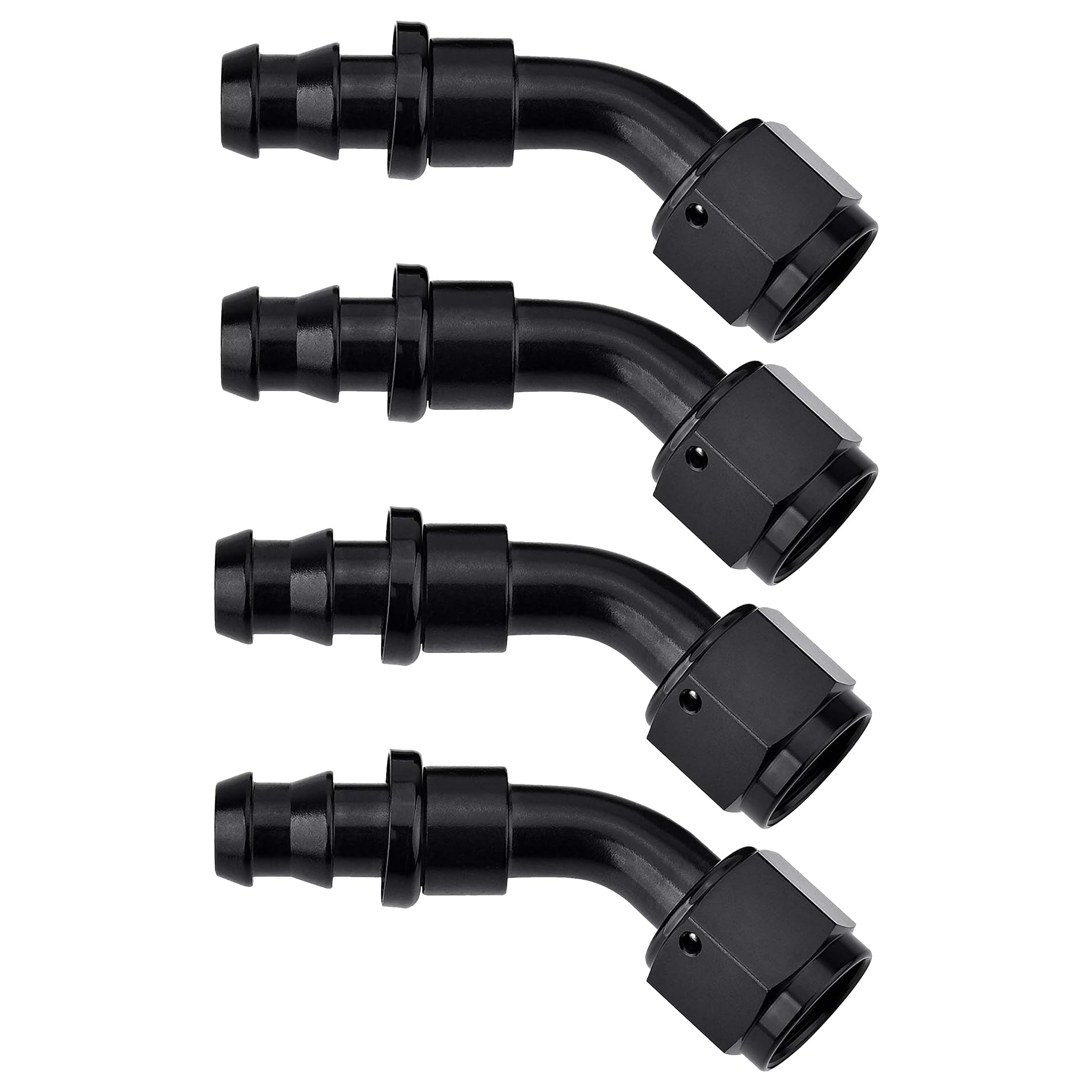 EVIL ENERGY 6AN 45 Degree Push Lock Hose Fitting End Black 4PCS